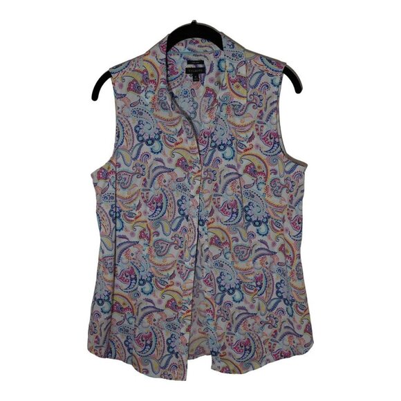 EUC Talbots PERFECT SHIRT - SLEEVELESS - PAISLEY- Non-iron Sz 10 - Picture 2 of 6
